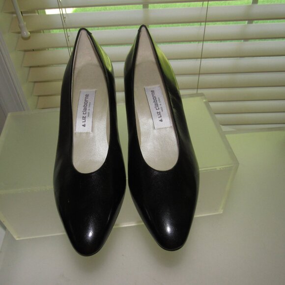 Liz Claiborne Black Leather Kitten Heel Pumps Women’s Size 8.5 M – Made in Spain - Picture 2 of 8